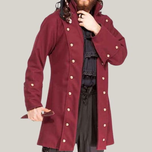 Colonial Military Costume - Blackbeard Coat Admiral Pirates of Caribbean Pirates of Sea coat - Men's Halloween coat - Buccaneer Pirate Coat