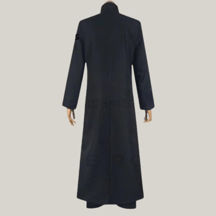 Cosplay and Gothic Fashion Neo Matrix Heavy Duty Cotton Keanu Reeves Black Gothic Trench Coat: Matrix Cosplay Long Black Jacket