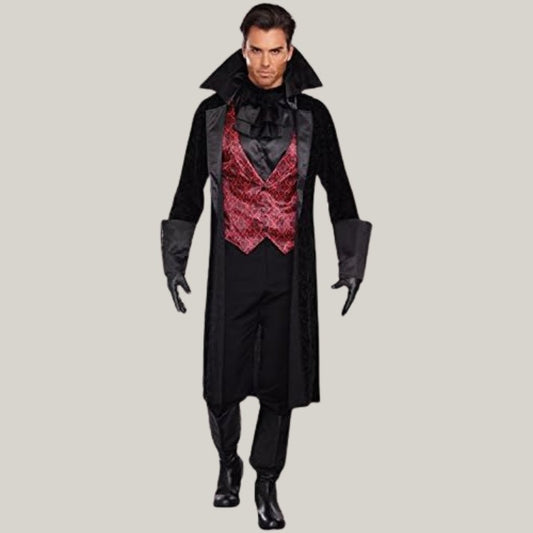 Gothic Vampire Long Coat Only  - Men's Bloody Handsome Long Coat - Special Halloween - Custom made - Blue Rolls Bespoke