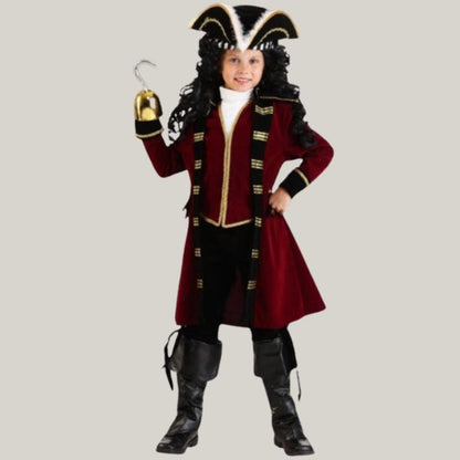 Halloween Special - Kids Deluxe Captain Hook Costume |Pirates of Caribbean admiral coat Admiral Blackbeard Coat