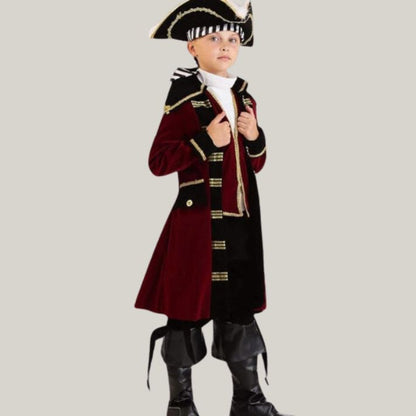 Halloween Special - Kids Deluxe Captain Hook Costume |Pirates of Caribbean admiral coat Admiral Blackbeard Coat