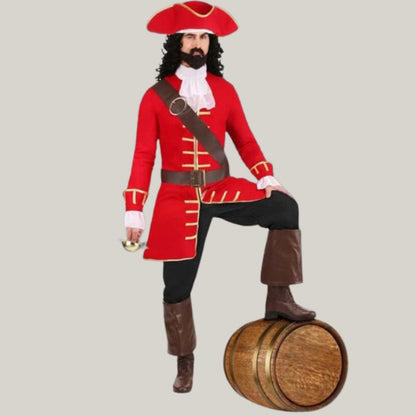 Halloween Special - Pirate Costume - Captain Blackheart Pirate Men's Costume |Pirates of Caribbean admiral coat, Red Admiral Blackbeard Coat