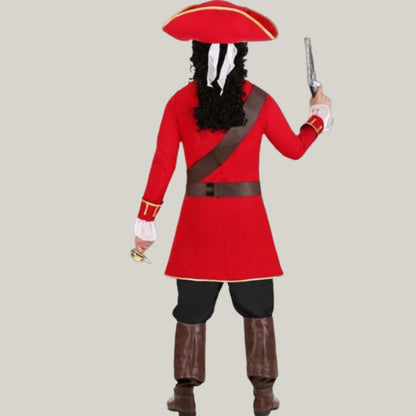 Halloween Special - Pirate Costume - Captain Blackheart Pirate Men's Costume |Pirates of Caribbean admiral coat, Red Admiral Blackbeard Coat