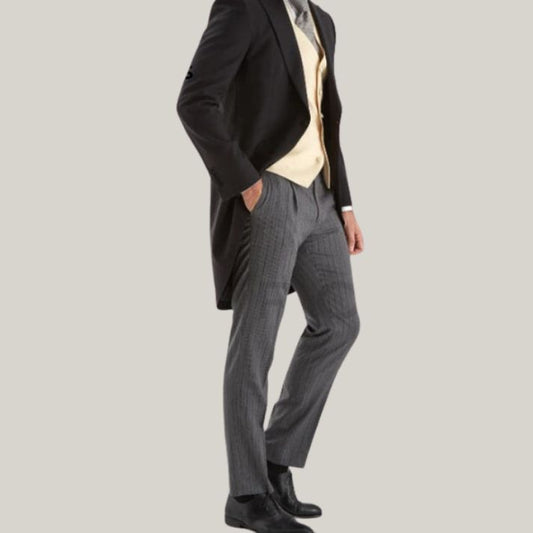 Hand Made - New Premium Men's Long Tail suit | Men's Classic Morning Suit |  | Custom Made | | Blue Rolls Bespoke