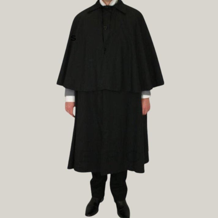 Men's Inverness Cape Coat – Black Inverness Duster Coat | Christmas Edition | BlueRolls