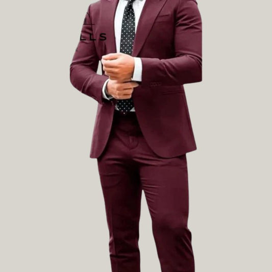 Mens Suits Slim Fit 2 Piece Set Wedding Party Casual Tuxedo Business Dress Suit Jacket Pants - High quality Coat - Custom Made