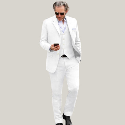 New Premium Men's tailored suit | 3-piece suit | White Suit| Premium White Two Button Jacket Style | Blue Rolls Bespoke