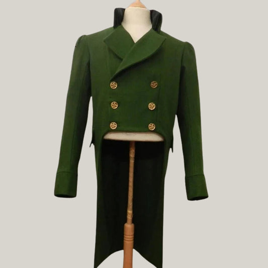 New Men's Green Wool Regency Tailcoat – 19th Century Georgian & Victorian Era Coat